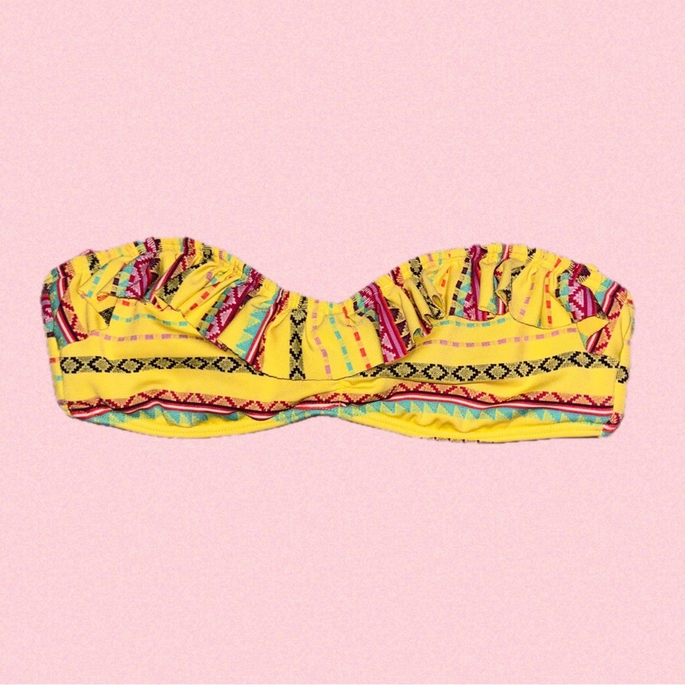 Y2K Style Roxy 2011 Yellow Bandeau Bikini Top